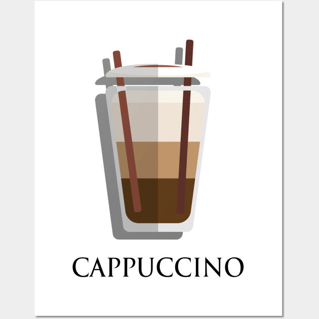 Iced Cold Cappuccino coffee front view flat design style Wall Art by FOGSJ